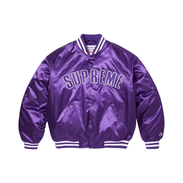 Атласная университетская куртка Supreme x Champion, фиолетовый