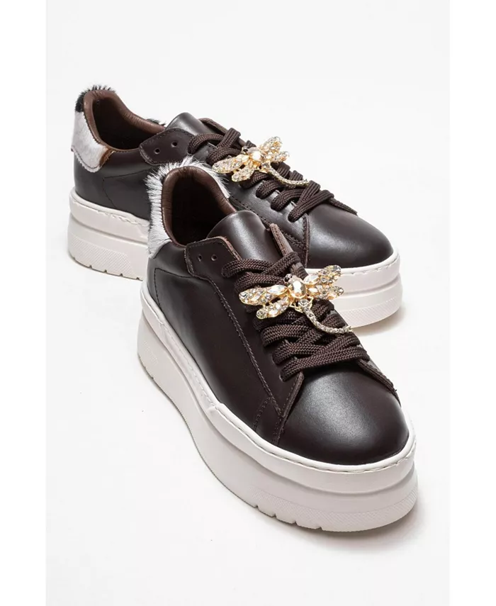Лакированные кожаные кроссовки с пряжкой Laren (женские) Forever & Always Shoes, коричневый — фото 2
