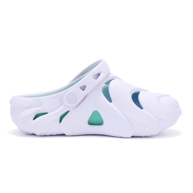 PEAK Клоги мужские бело-зелено-голубые Pole Hole, цвет White/Green/Blue — фото 2