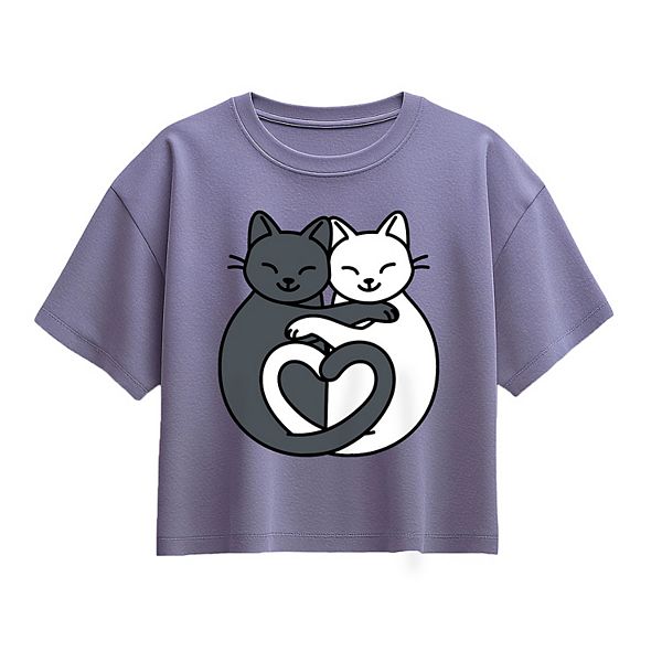 

Футболка Boxy с кошками и сердечками для девочек 7-16 Licensed Character, Periwinkle