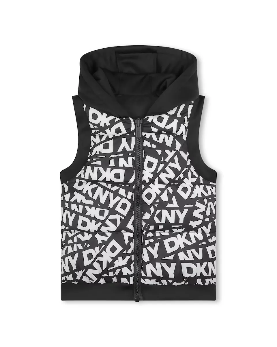

Двусторонний жилет с капюшоном и застежкой-молнией DKNY, белый