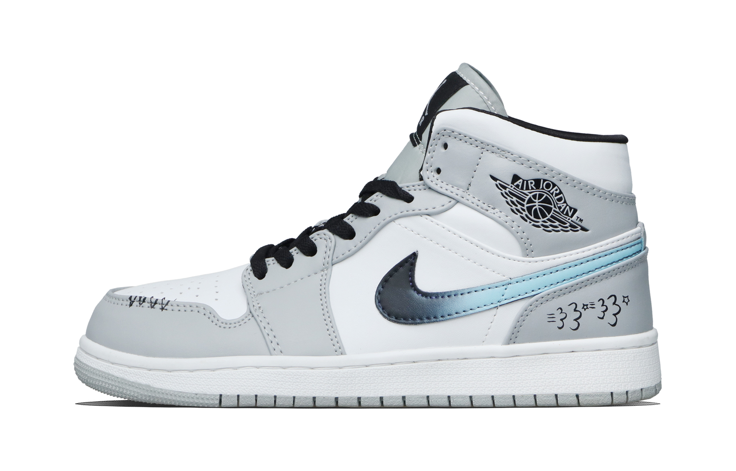 

Jordan Air 1 Dark Cyan Mark Synthetic Leather Abrasion Resistant Mid top Vintage Basketball Shoes Unisex Cyan