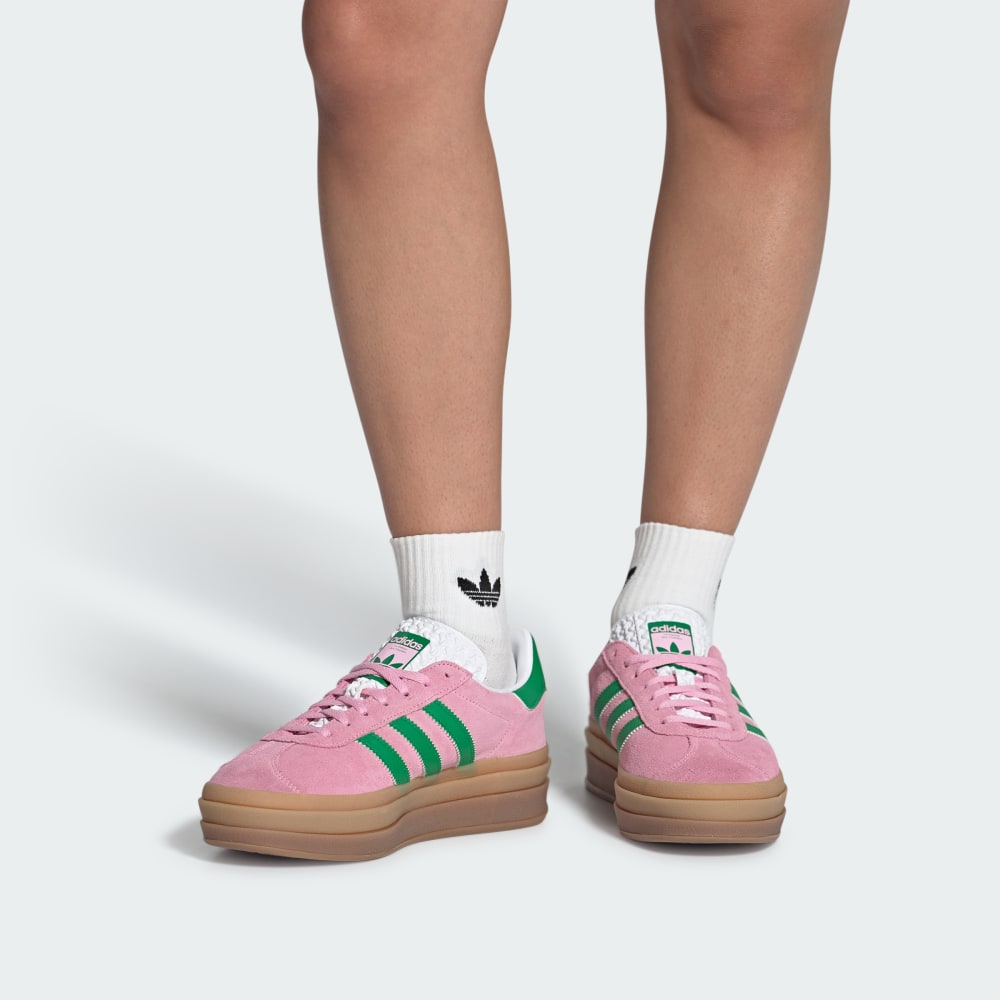 Кроссовки на платформе Adidas Gazelle Bold Shoes, цвет True Pink/Green/Cloud White — фото 2