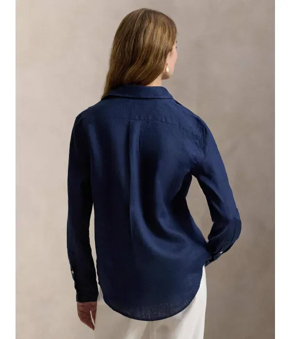 Льняная рубашка classic fit Polo Ralph Lauren, темно-синий — фото 3