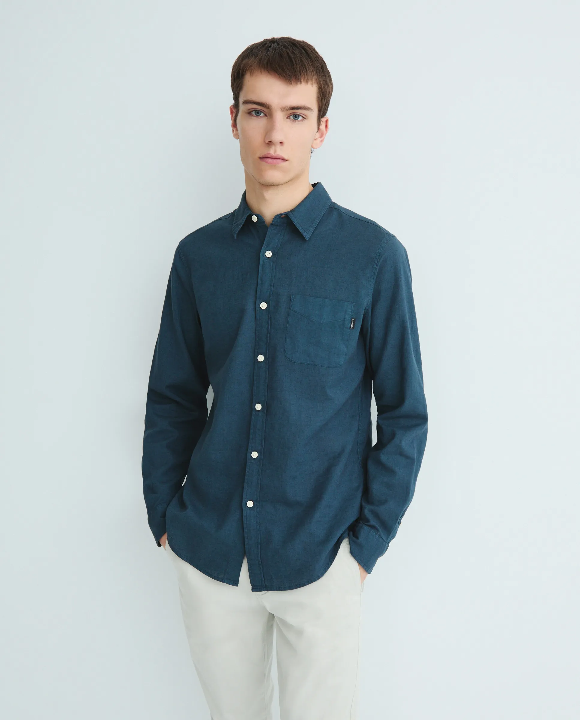 

Мужская рубашка с длинным рукавом, приталенная Dockers, темно-синий