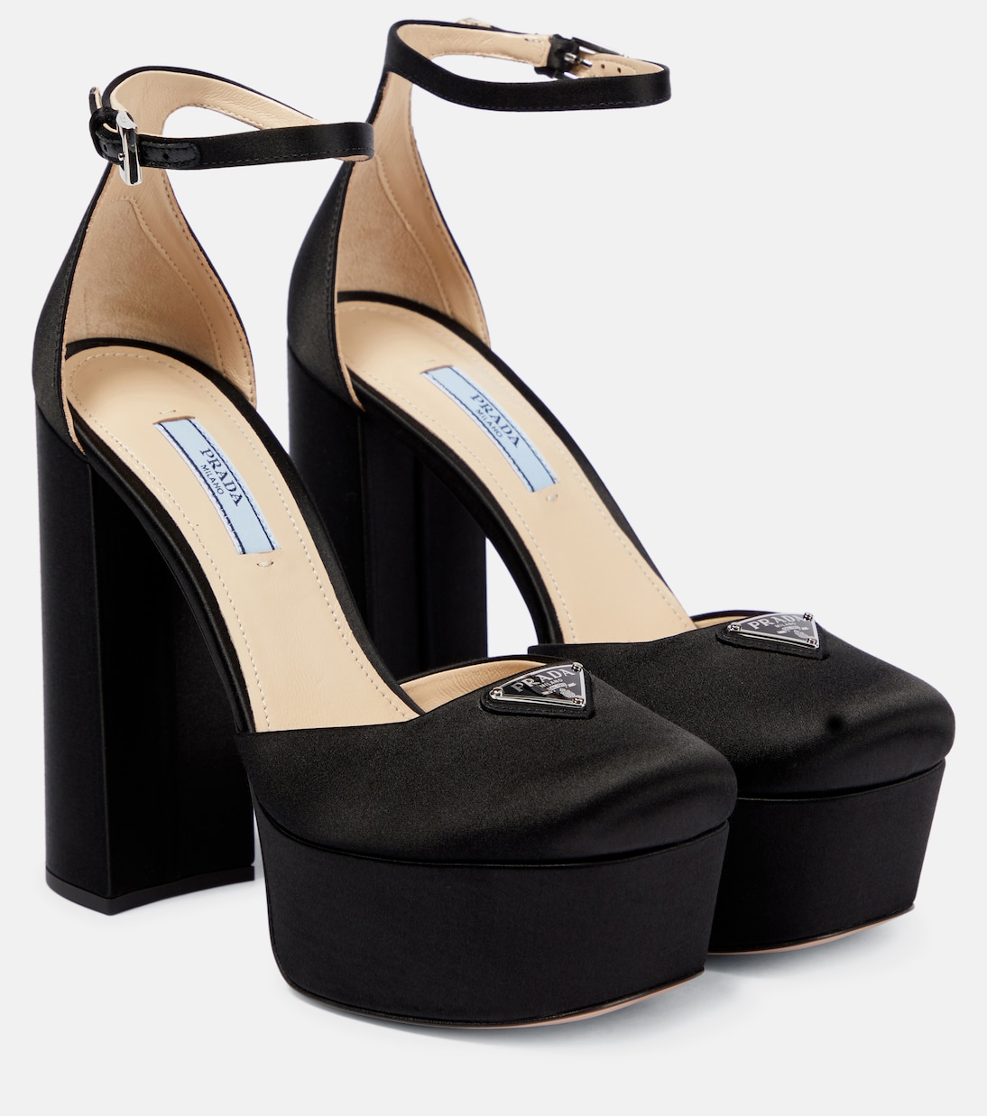 Атласные платформенные лоферы Prada, черный