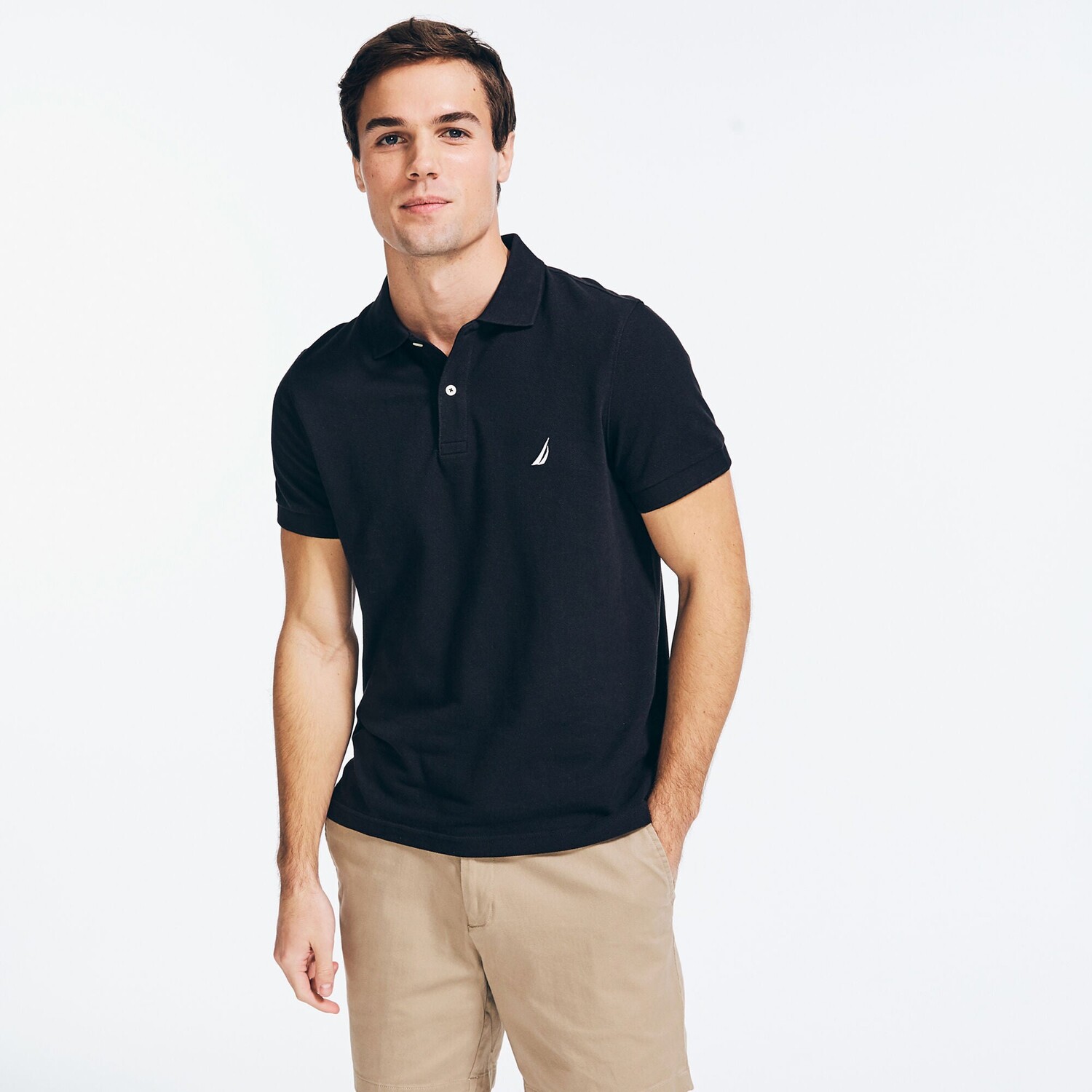 

Мужская футболка-поло узкого кроя Nautica, цвет True Black