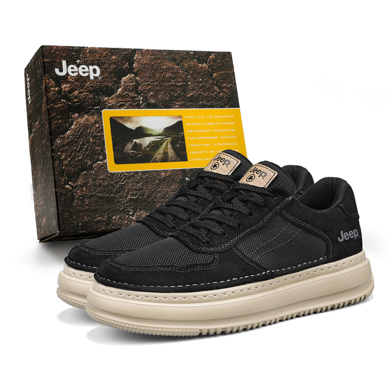 

Кроссовки для скейтбординга мужские низкие с амортизацией, износостойкие и дышащие Jeep, черный