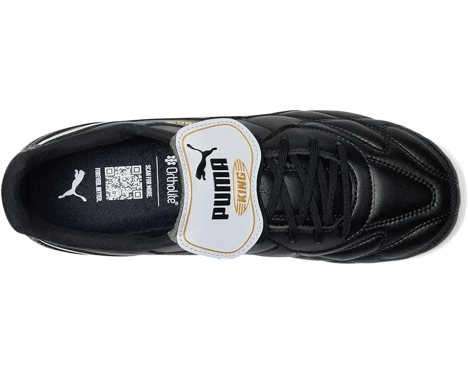 Кроссовки PUMA King Top Firm, Artificial Ground Soccer Cleats, Black/White/Gold — фото 2