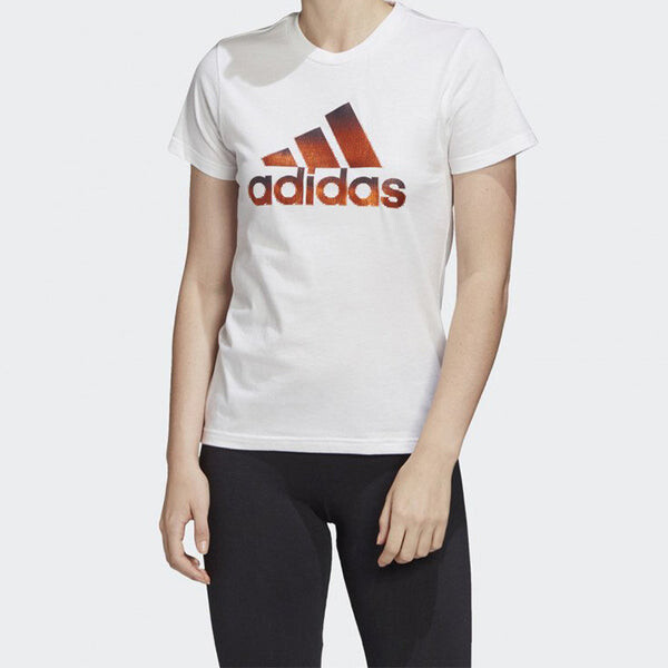 Футболка тренировочные спортивные с круглым вырезом и коротким рукавом Adidas, белый — фото 3