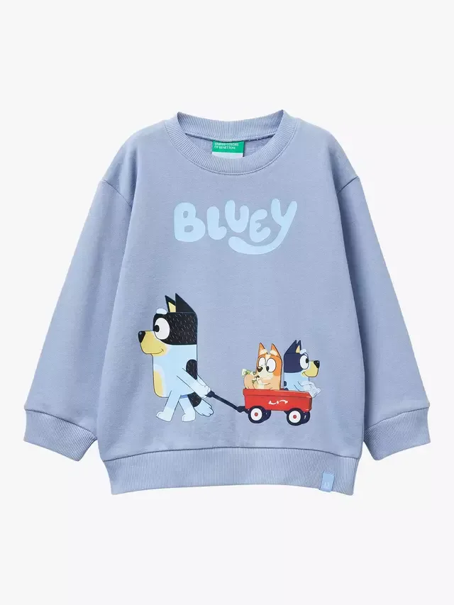 Детская флисовая толстовка с круглым вырезом Bluey, сине-разноцветная Benetton