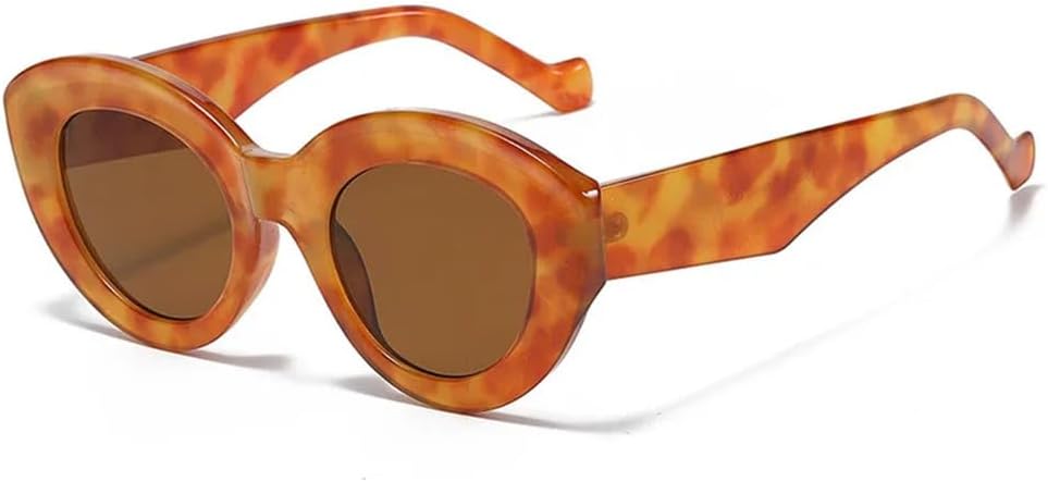 

Большие женские солнцезащитные очки «кошачий глаз» с зелеными полосками, защита от УФ-излучения UV400, мужские овальные очки для занятий спортом на открытом воздухе и верховой езды UYPTK, C5 Amber Tea