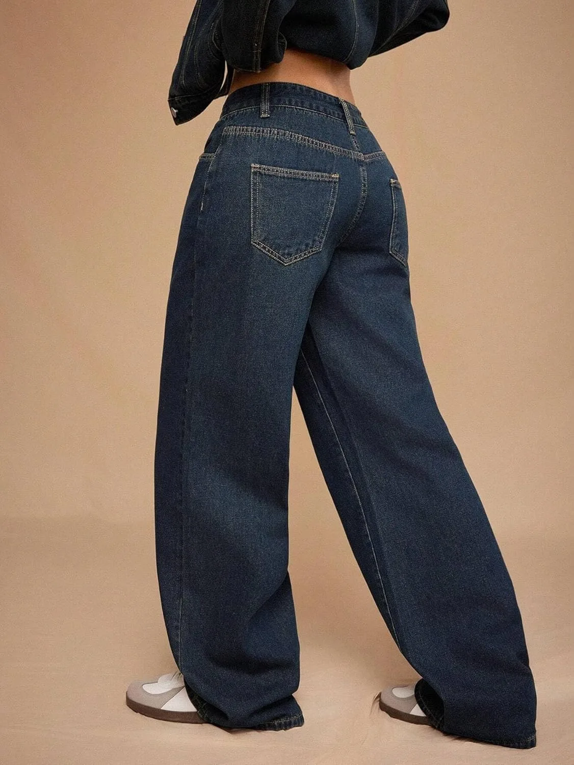 Женские классические джинсы Casual Washed Straight-Leg Generic, синий — фото 3
