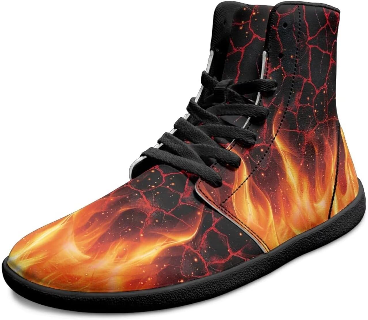 

Мужские босоножки Fire Flame из кожи с высоким верхом, кроссовки с широкой носочной частью, обувь для ходьбы с нулевым перепадом и минималистичной подошвой Chririnla, Fire Flames