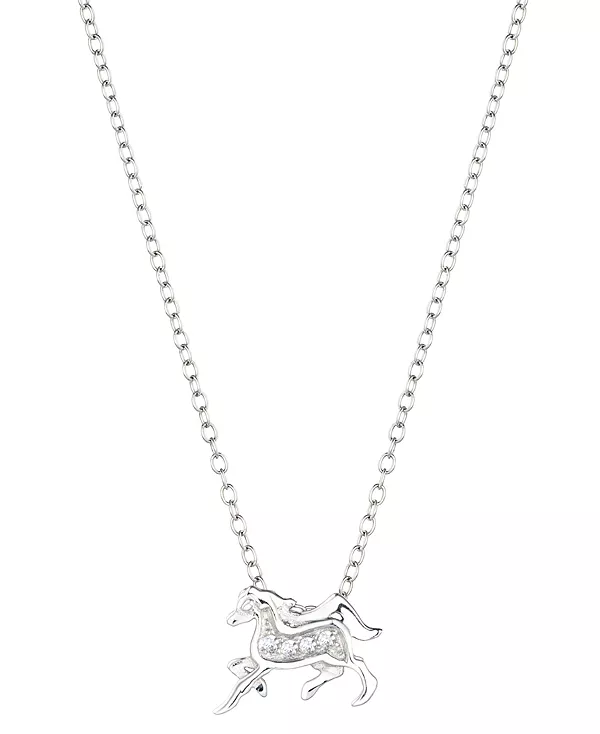

Ожерелье с подвеской в виде скачущей лошади из кубического циркония, 18 дюймов, из стерлингового серебра Macy'S, silver