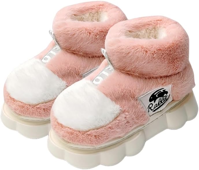 

Кроссовочные тапочки для мужчин и женщин, пушистые уютные домашние тапочки, зимние комфортные теплые тапочки для дома и улицы с противоскользящей подошвой Yslen, розовый