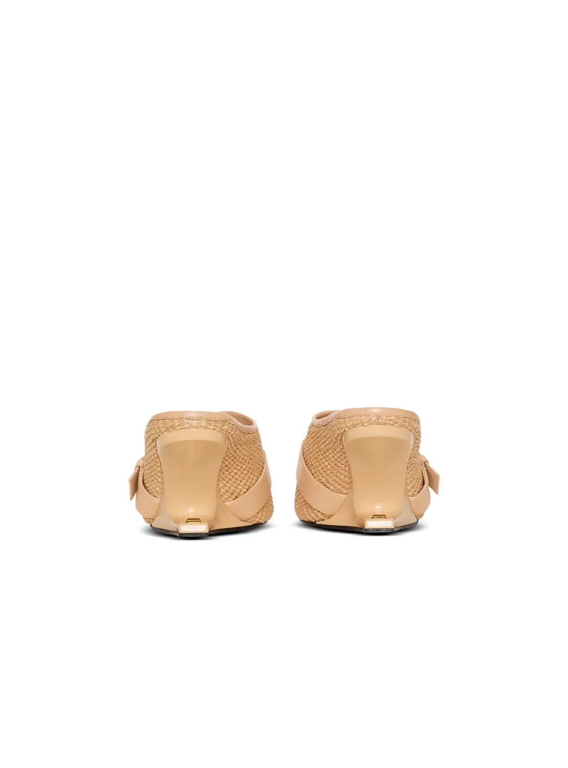Мюли Anthem No Wedge из гладкой кожи и рафии BALMAIN, бежевый — фото 4