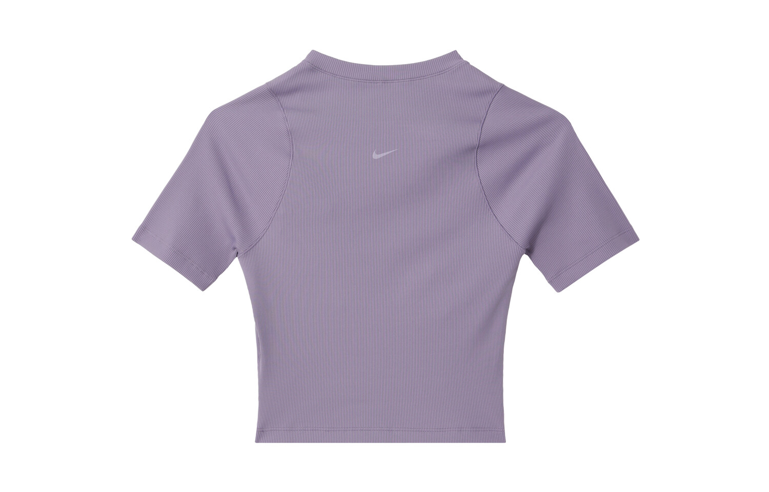 Женский укороченный топ Zenvy Dri-FIT с короткими рукавами в рубчик, цвет «Темно-фиолетовый» Nike — фото 2
