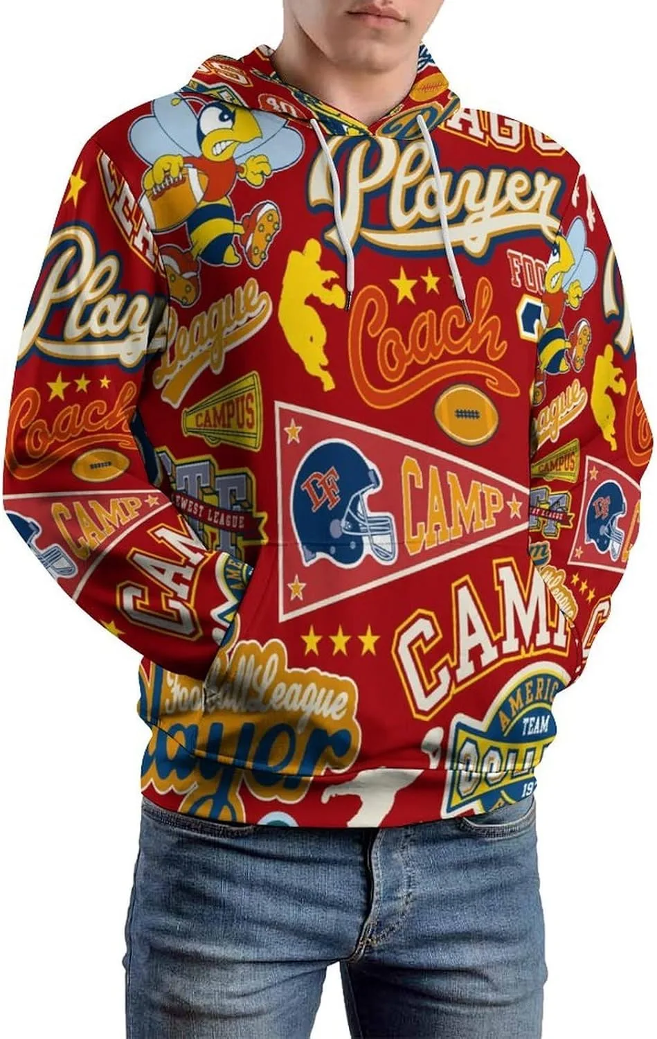 

Мужской худи с графическим принтом Casual Long Sleeve Pullover Color Riot SHEXING