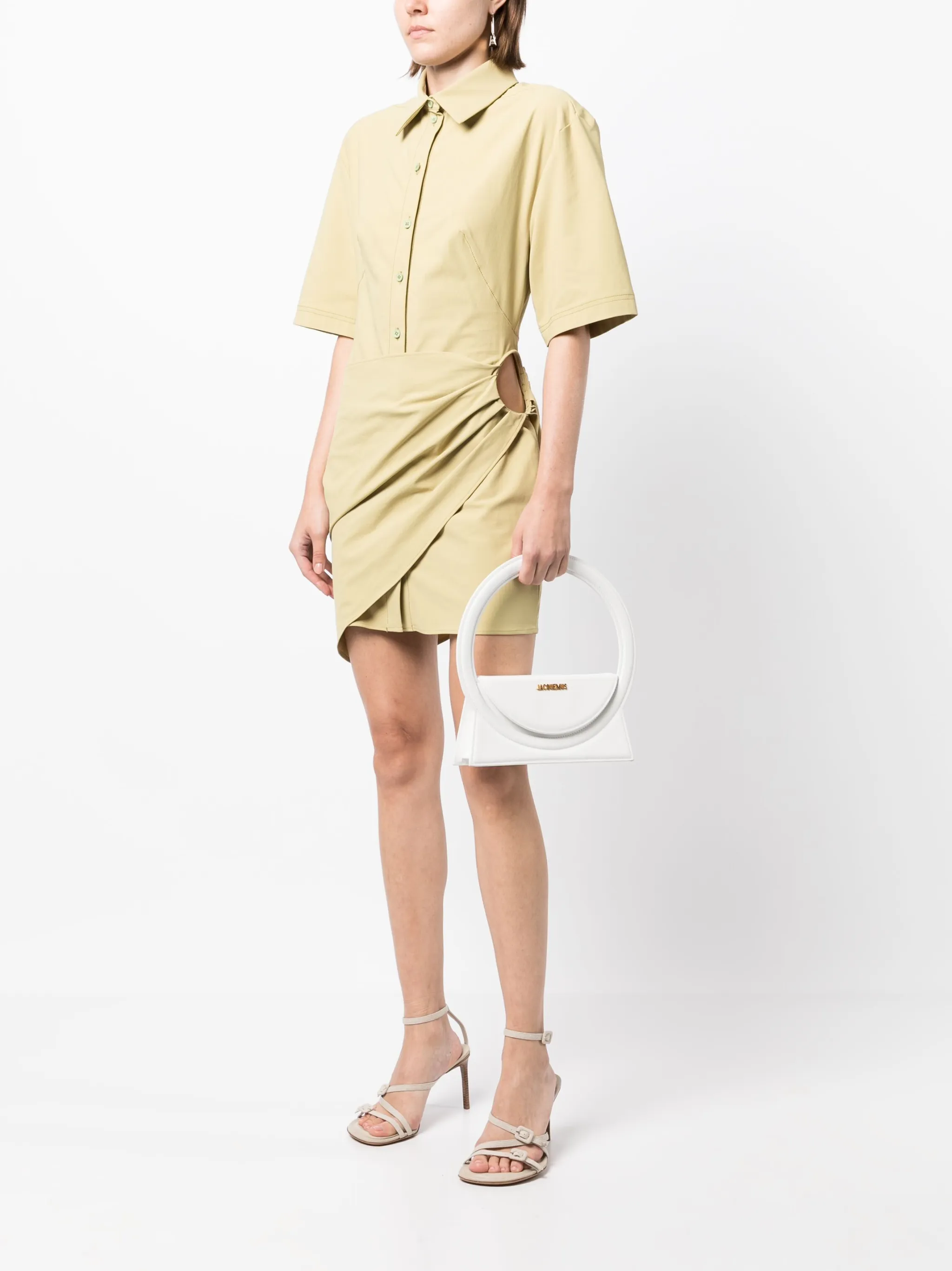 Платье-рубашка со сборками Jacquemus, коричневый — фото 2