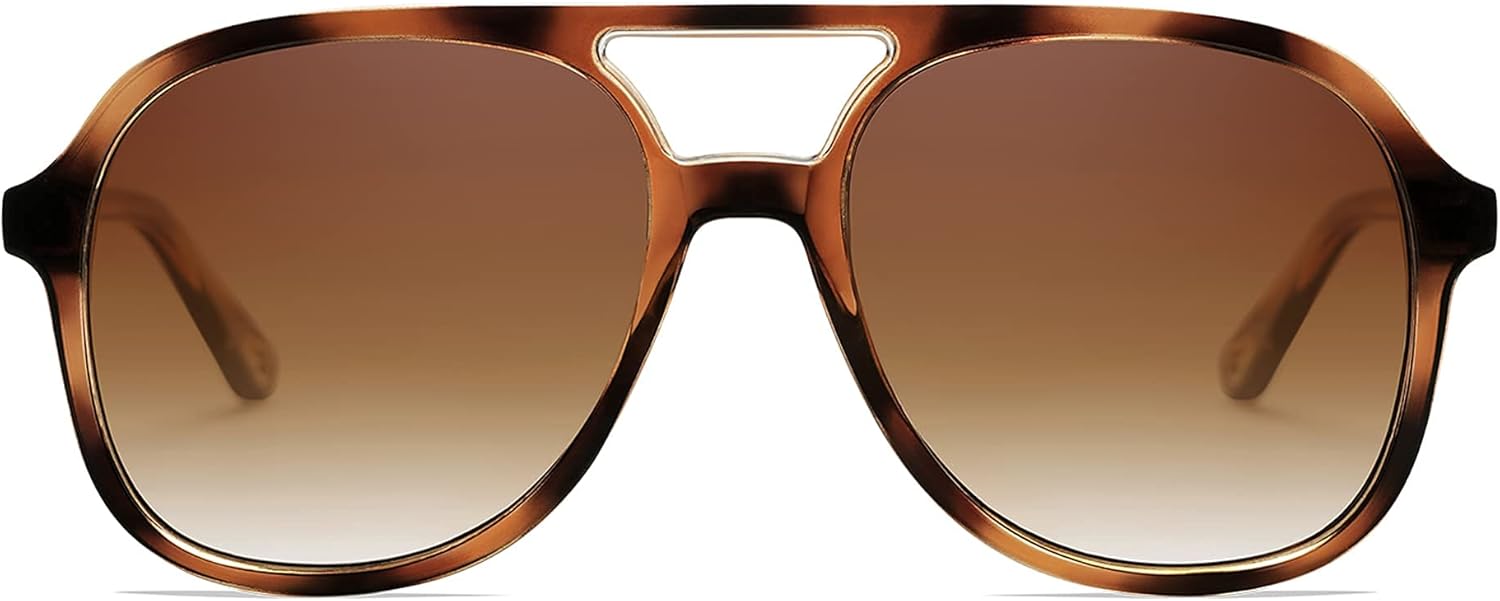 

Ретро поляризованные солнцезащитные очки-авиаторы для женщин и мужчин, винтажные, с двойной перемычкой, квадратной формы, модель AP3606 Appassal, C2 Tortoise Frame/Brown Lens