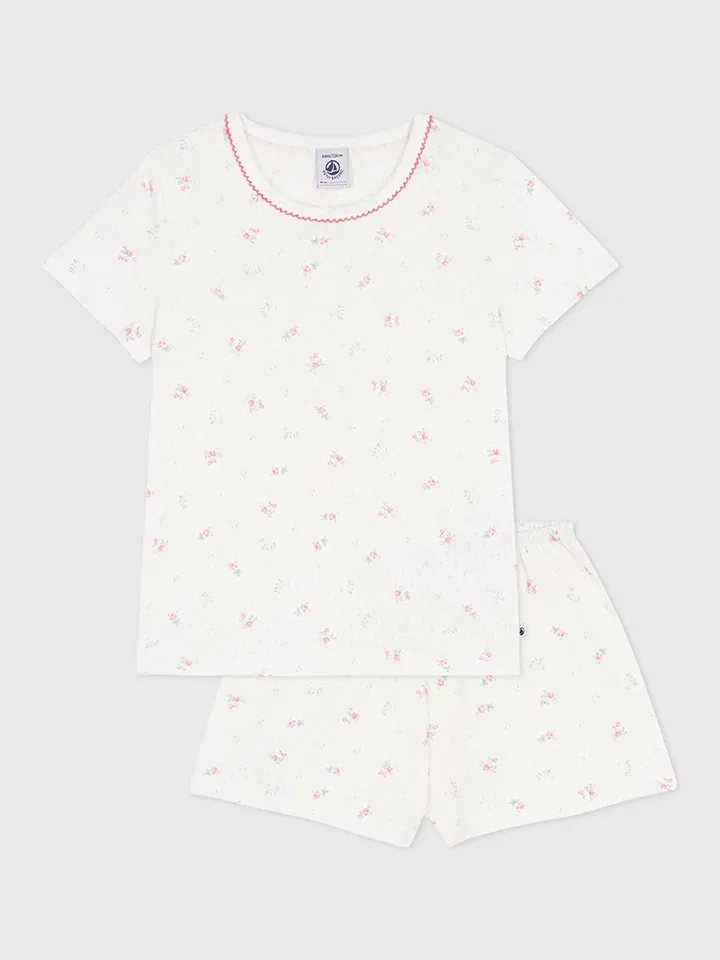 Пижама с цветочным принтом PETIT BATEAU, кремовая