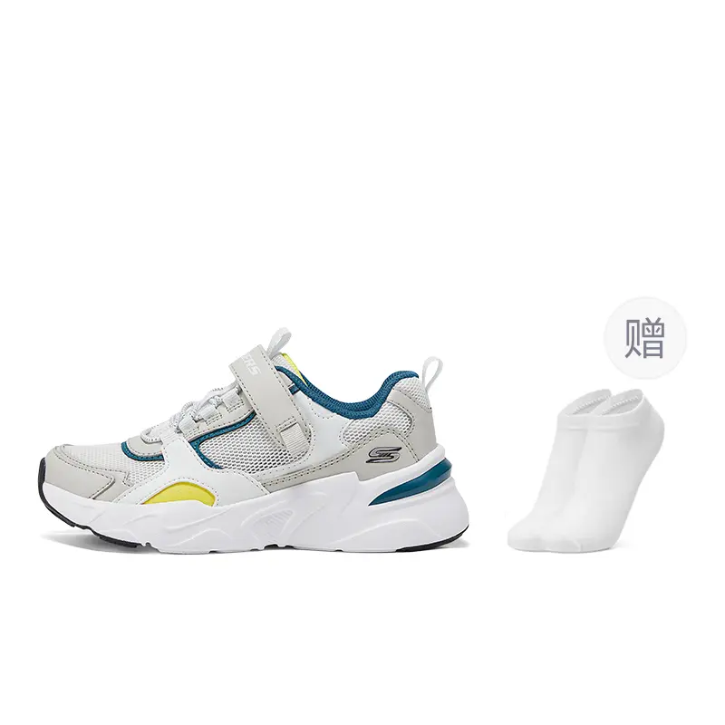 

Skechers Kids Нескользящие, износостойкие, дышащие, низкие детские кроссовки для повседневной носки, серо-белые, для подростков
