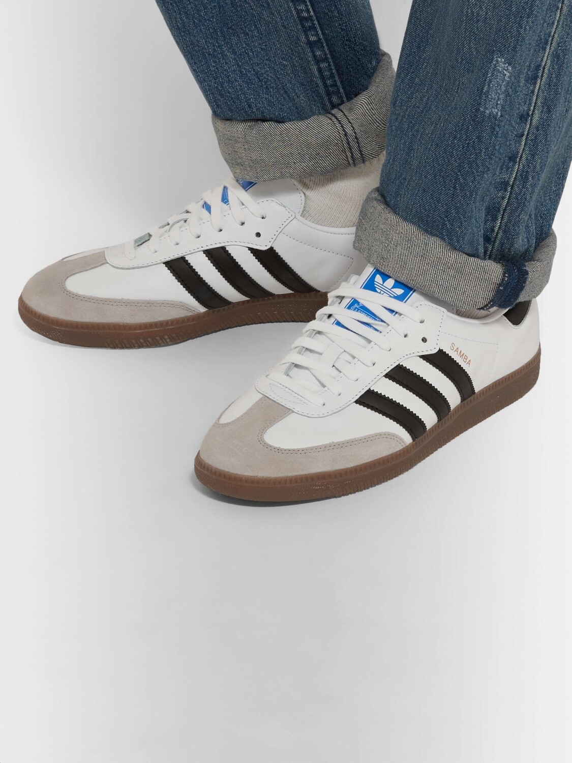Кожаные кроссовки Samba с замшевой отделкой ADIDAS ORIGINALS, белый — фото 3