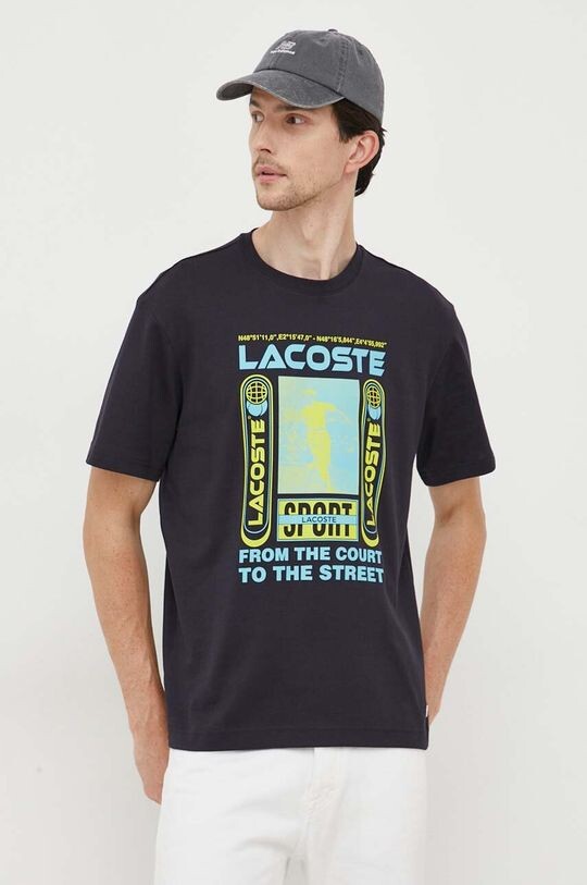 

Хлопковая футболка Lacoste, темно-синий
