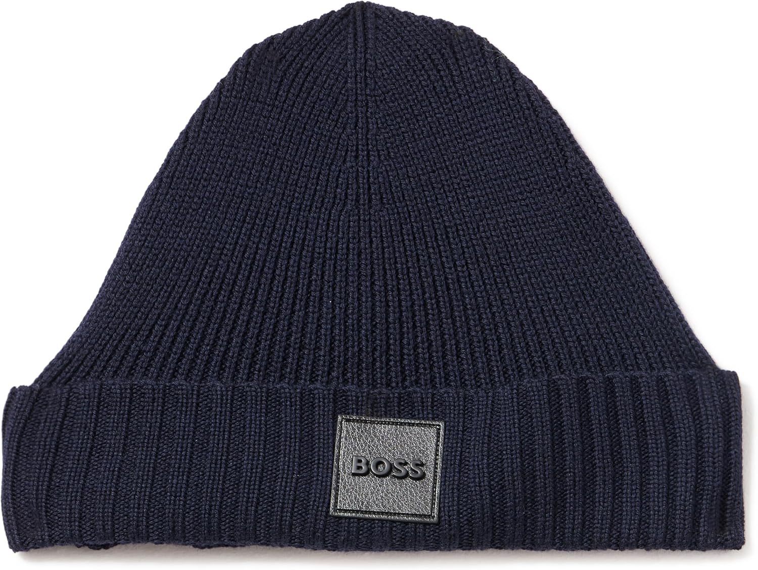 

Мужская вязаная шапка с квадратным логотипом BOSS, Navy Zone