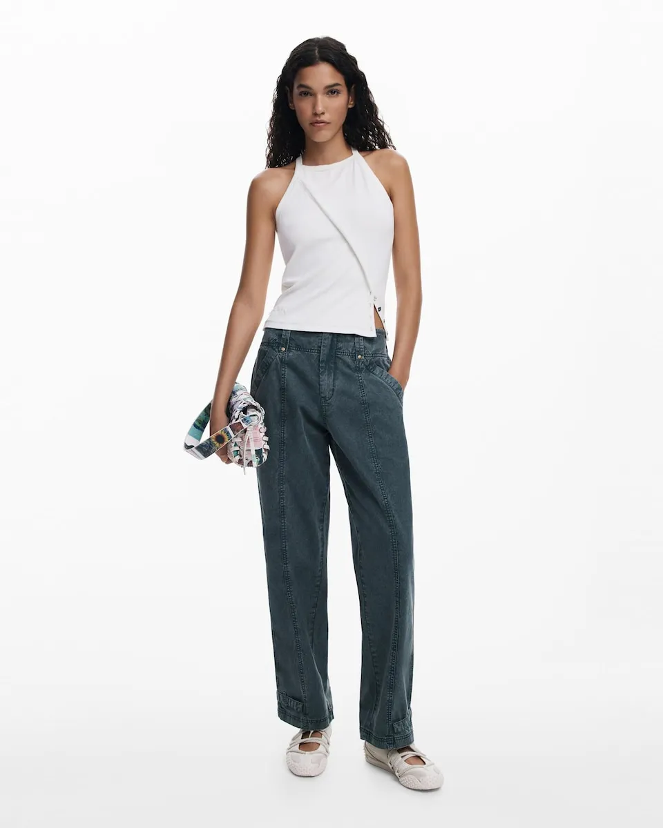 

Женские джинсы прямого кроя с швами Desigual, синий