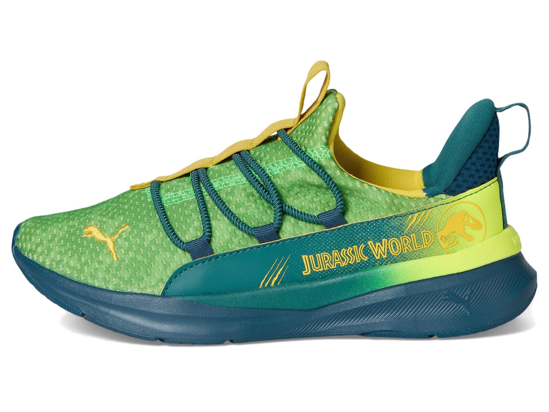 Кроссовки PUMA Kids Softride One4All Jurassic World Slip-On Shoes, цвет Yellow Alert/Ocean Tropic/Pel? Yellow — фото 4