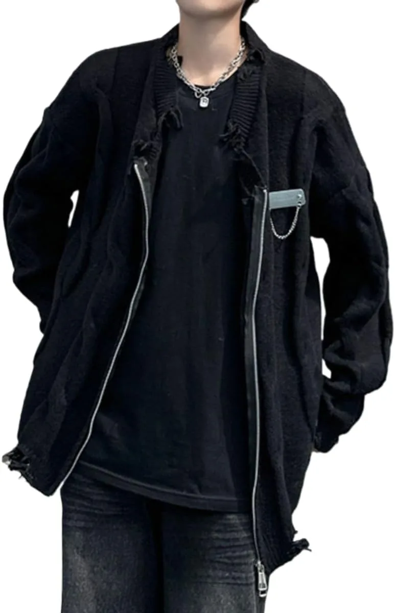 

Мужской кардиган с потертостями и длинными рукавами Uohuangjia