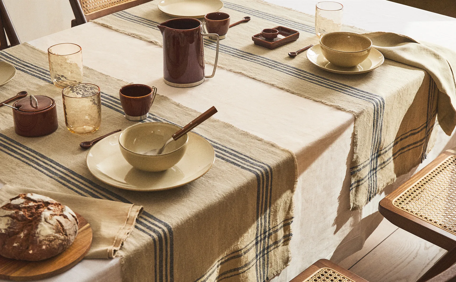 

Дорожка для стола из клетчатого льна Zara Home, синий