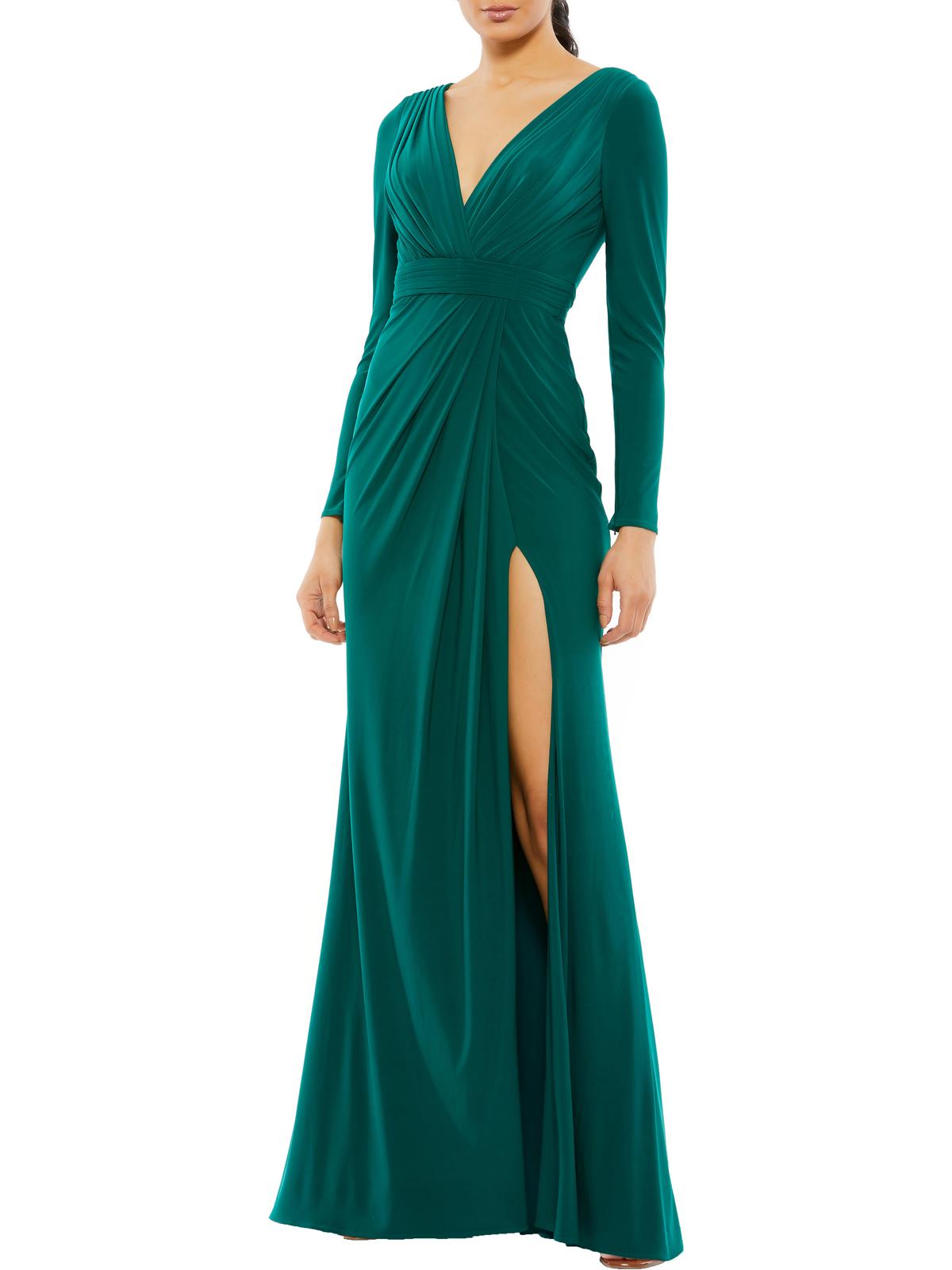 

Женское платье с длинными рукавами и имитацией запаха Ieena for Mac Duggal, цвет emerald