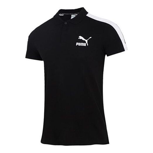 

Рубашка поло iconic t7 polo shirt 'black white' Puma, черный