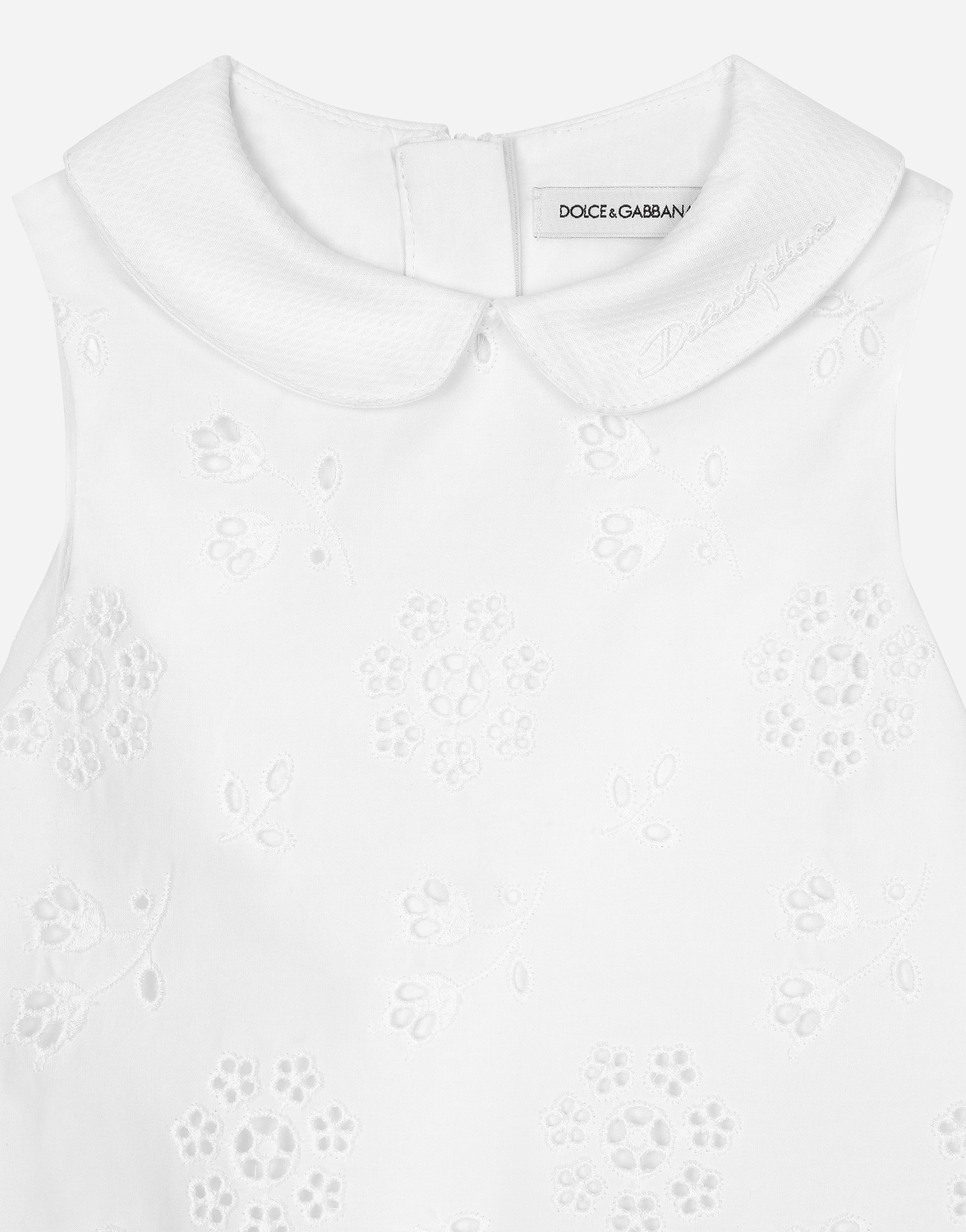 Платье из поплина и кружева бродери англез Dolce&Gabbana, белый — фото 4