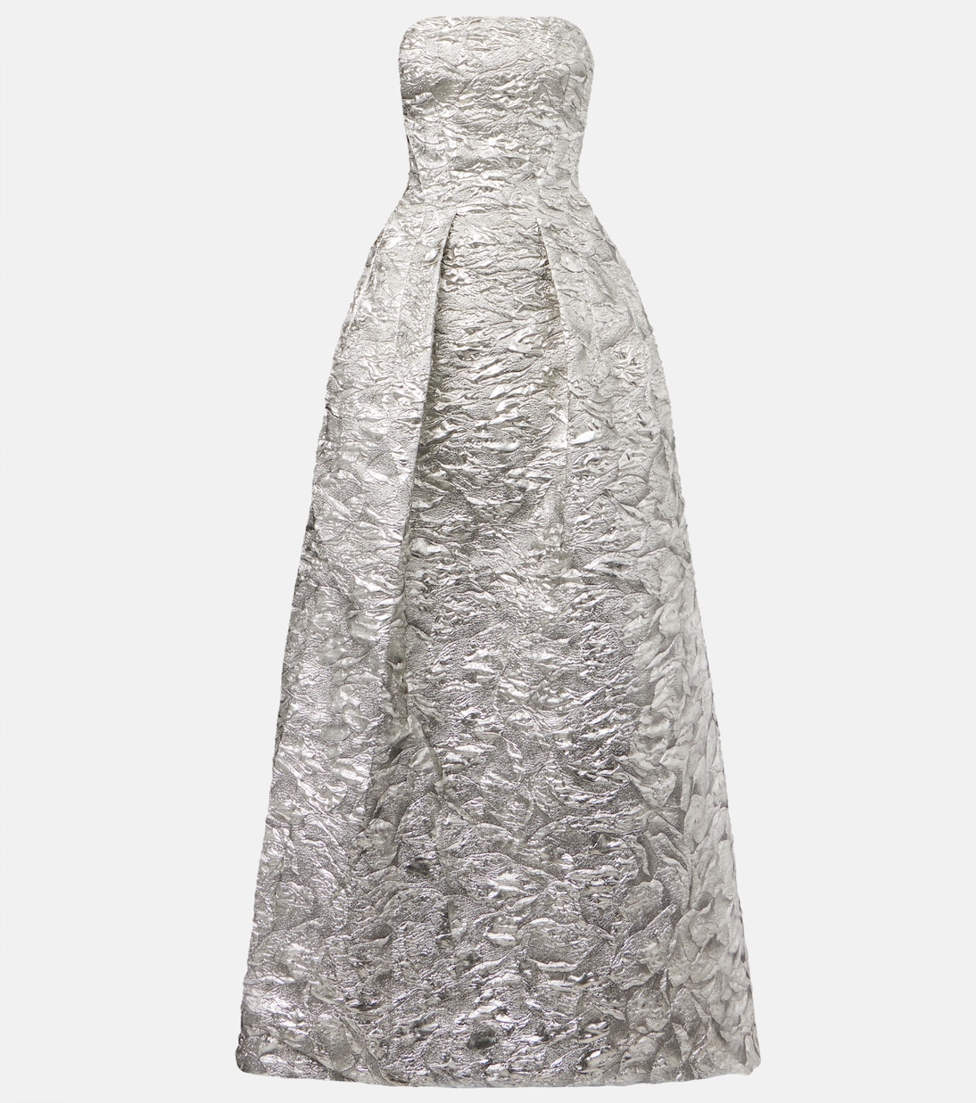 

Платье-бюстье из жаккарда Monique Lhuillier, серебряный