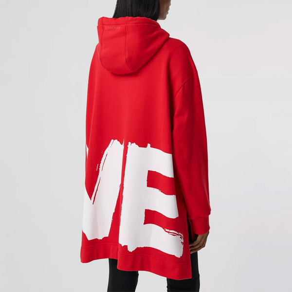 Толстовка Burberry love printing loose hoodie, красный — фото 3