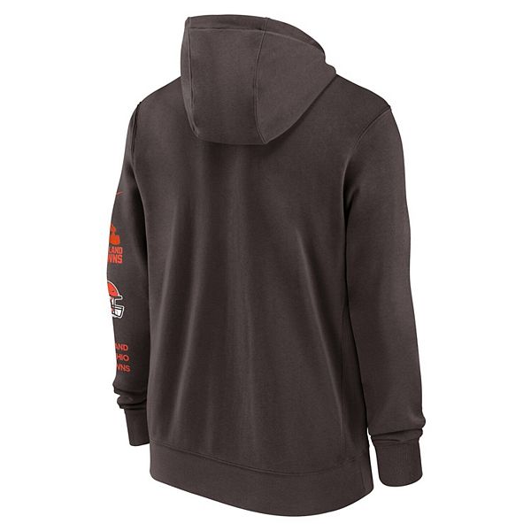 Мужская коричневая толстовка-худи cleveland browns club на молнии Nike — фото 4