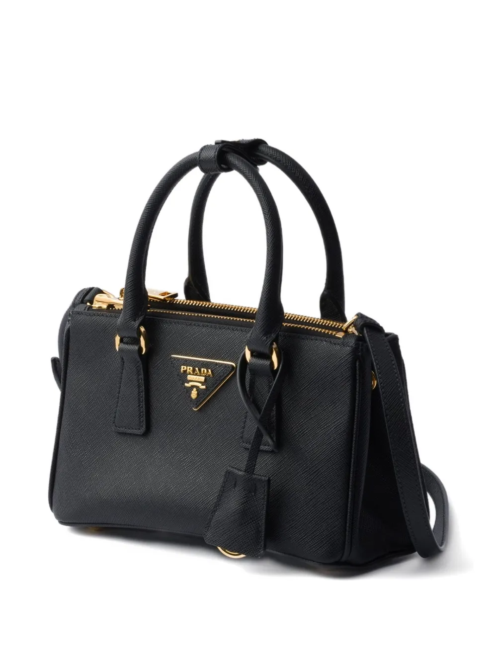 Мини-сумка Galleria из сафьяновой кожи с верхней ручкой Prada, черный — фото 3