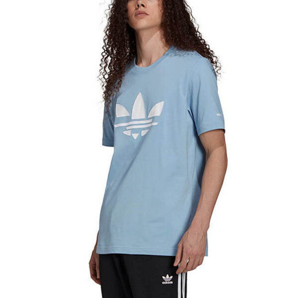 Футболка originals st tee casual breathable sports logo printing short sleeve sky blue Adidas, голубой — фото 2