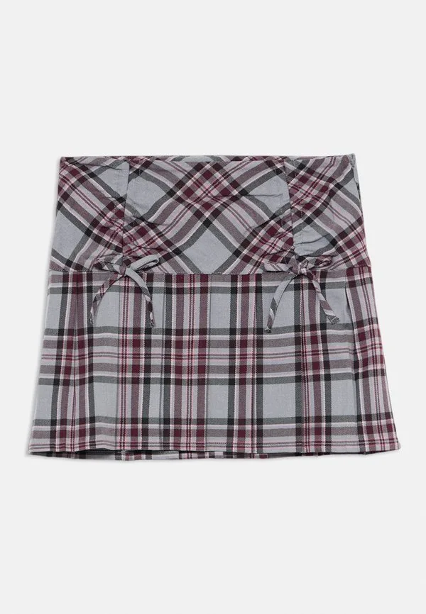 Мини-Юбка в складку с клетчатым узором и бантиками Lindex, Grey — фото 3