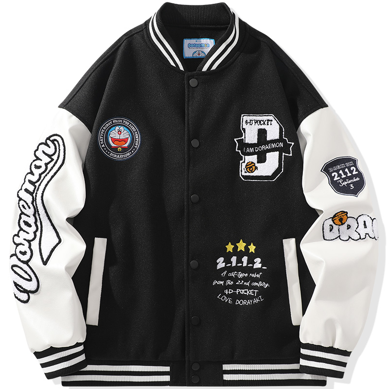 

Бейсбольная куртка Unisex Doraemon, черная (однобортная), Черный, Бейсбольная куртка Unisex Doraemon, черная (однобортная)