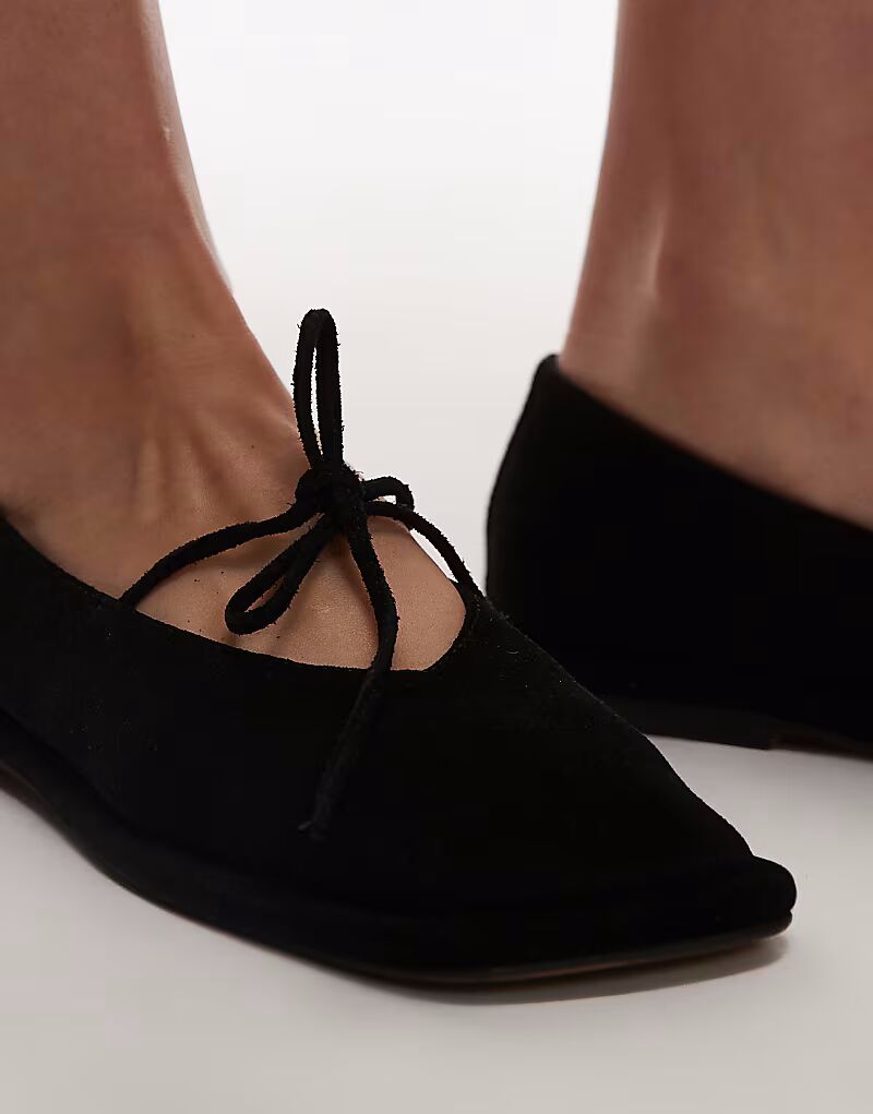 Замшевые балетки Topshop Alaia с галстуком черного цвета — фото 2