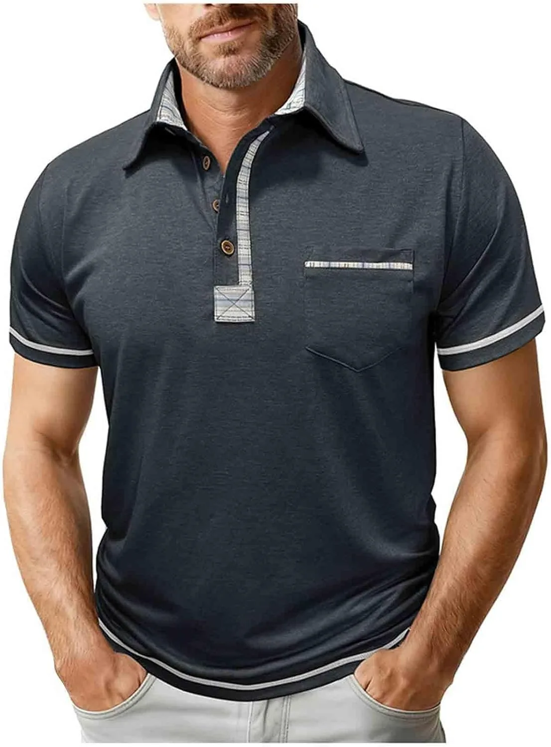 

Мужская футболка-поло с коротким рукавом и отложным воротником