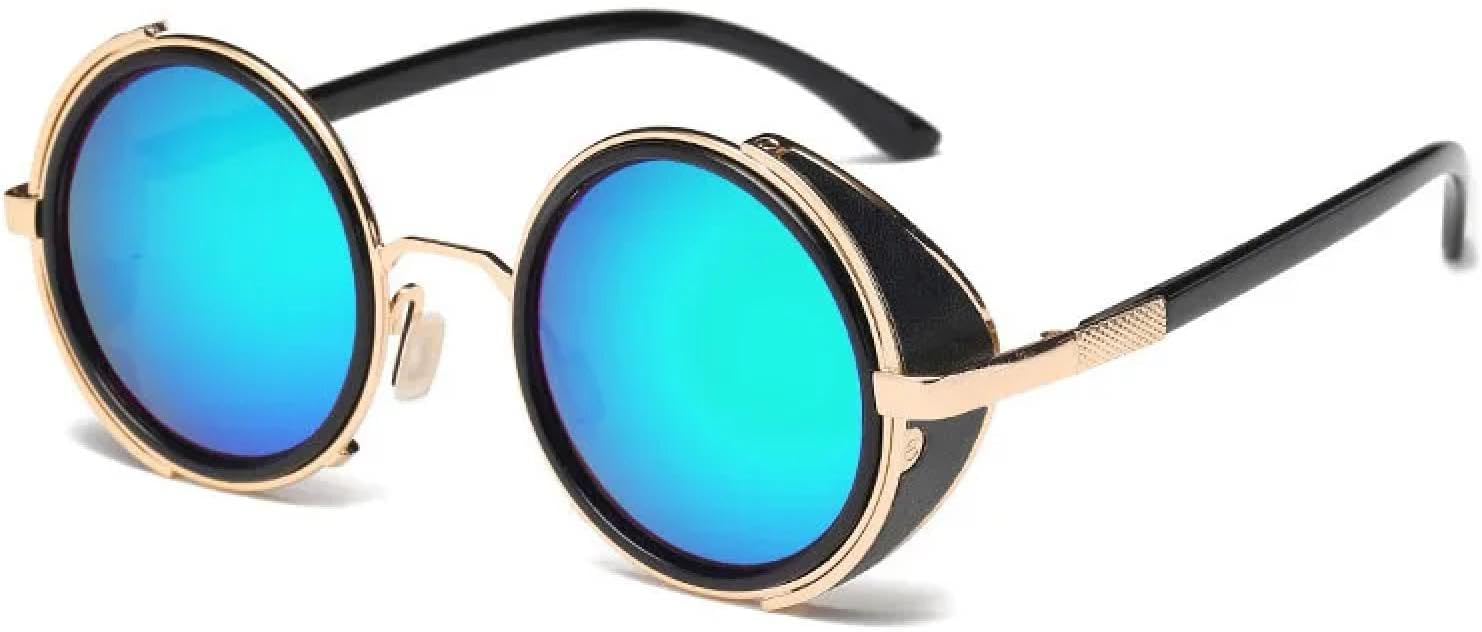 

Винтажные женские солнцезащитные очки в стиле стимпанк ретро с покрытием, мужские круглые солнцезащитные очки в стиле панк с защитой от УФ-излучения UV400 TVTBBVV, Golden Green