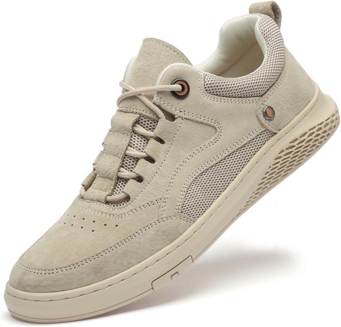 

Мужские повседневные туфли, модные кожаные кроссовки низкого типа, дышащие мягкие обувь для ходьбы и вождения Abborora, бежевый