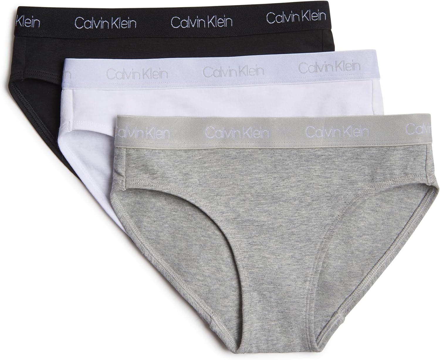 

Комплект из 3 пар хлопкового бикини для девочек Calvin Klein, Heather Gray/White/Black