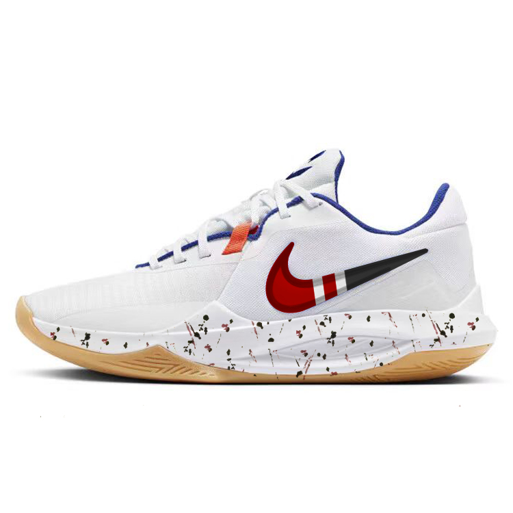 

Nike Баскетбольные кроссовки Precision 6 с амортизацией, противоскользящие и износостойкие, легкие, низкие, мужские, белые